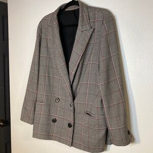 allsaints relaxed slouchy double breasted grid houndstooth plaid check blazer